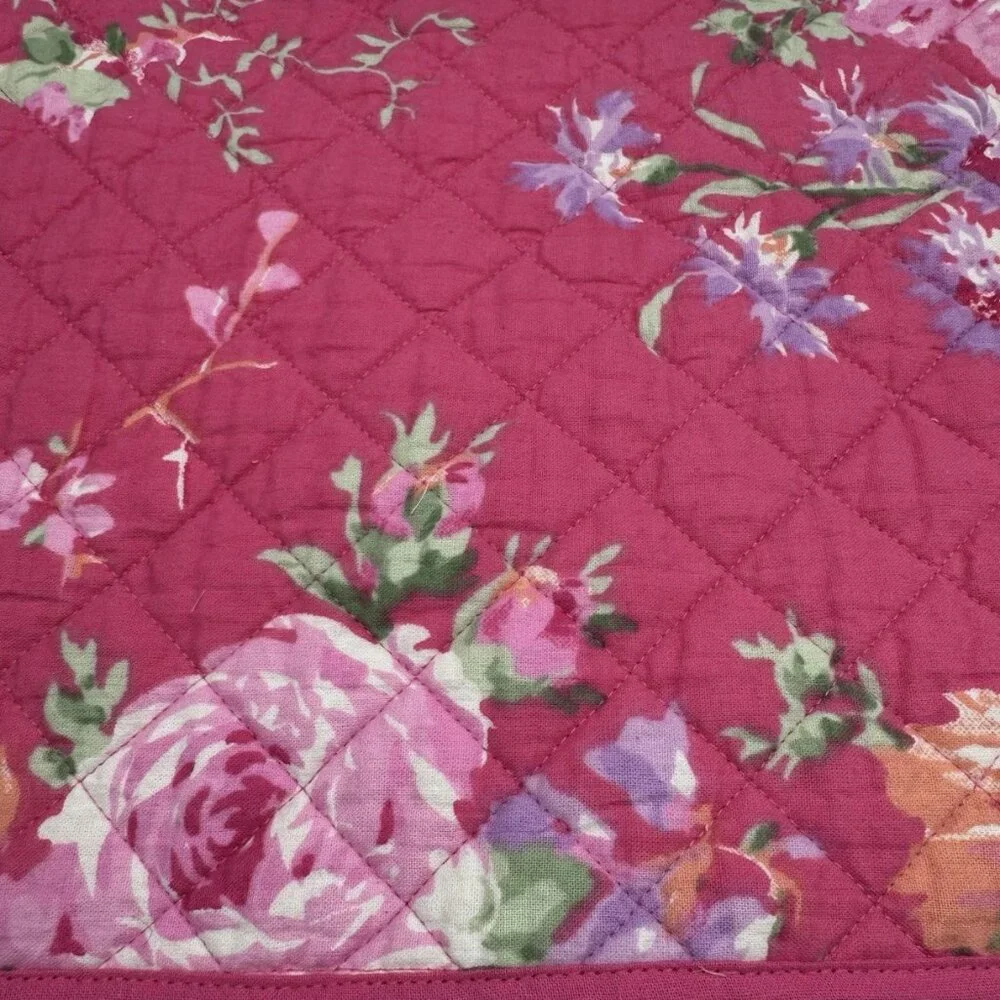 x4 April Cornell Cottage Rose Pink Floral Quilted Placemat Set Cotton Easter NEW